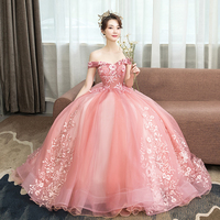 Cute tulle applique long prom dress, evening dress - Thumbnail 2