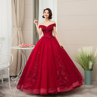 Cute tulle applique long prom dress, evening dress - Thumbnail 4