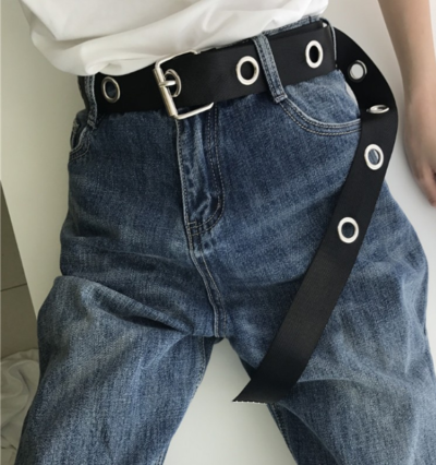 Casual Harajuku Black Ring Belt