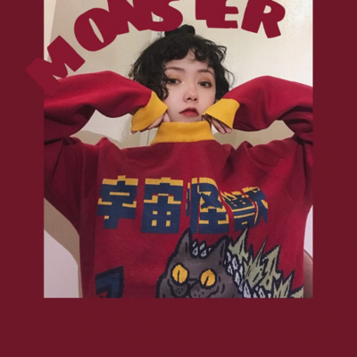 Knitted harajuku fashion cartoon embroidery sweater - Thumbnail 5