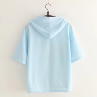 Kawaii Harajuku Rabbit Printed Shortsleeve Hooded Top - Thumbnail 2