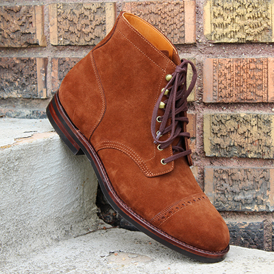 Handmade brown lace up suede cap toe stylish boot - Thumbnail 4