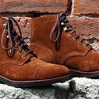 Handmade Brown Lace Up Suede Cap Toe Stylish Boot - Thumbnail 1