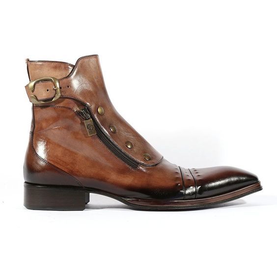   Jo Ghost Italian Mens Shoes Playo Inglese Tabacco Brown Leather Boots 
