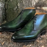 Men's Chukka Leather Green Boot - Thumbnail 1