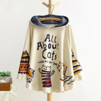 Cute Cat Printed Hoodies - Thumbnail 1