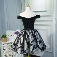 Cute black floral pattern short prom dress, homecoming dress - Thumbnail 3