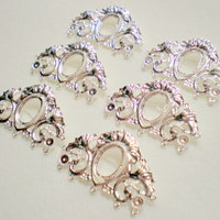 6 of 18x13 mm Shiny Silver Plated Pin or Broach, OLD Style Setting Long, Gorgeous - Thumbnail 2