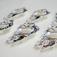 6 of 18x13 mm Shiny Silver Plated Pin or Broach, OLD Style Setting Long, Gorgeous - Thumbnail 4