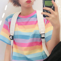 Pastel Rainbow Stripe Tee - Thumbnail 1