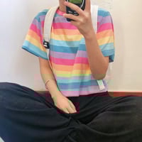 Pastel Rainbow Stripe Tee - Thumbnail 2