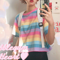 Pastel Rainbow Stripe Tee - Thumbnail 4
