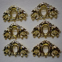 6 of 18x13 mm Antique Gold Plated Pin or Broach, OLD Style Setting Long, Gorgeous - Thumbnail 1