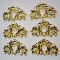 6 of 18x13 mm Shiny Gold Plated Pin or Broach, OLD Style Setting Long, Gorgeous - Thumbnail 1