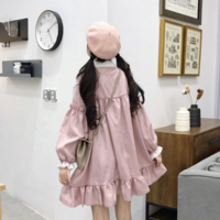Pink Ruffled Doll Collar Dress - Thumbnail 1