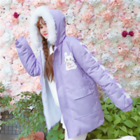 Purple Kawaii Hooded Bunny Coat - Thumbnail 2