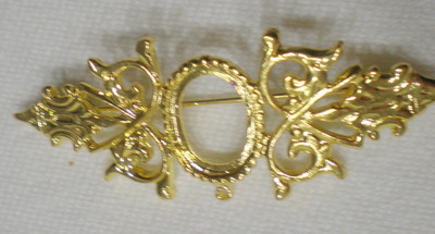 6 of 18x13 mm Shiny Gold Pin or Pendant OLD Style Setting, Gorgeous Long Style