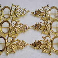 6 of 18x13 mm Shiny Gold Pin or Pendant OLD Style Setting, Gorgeous Long Style - Thumbnail 1