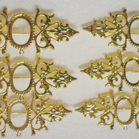 6 of 18x13 mm Shiny Gold Pin or Pendant OLD Style Setting, Gorgeous Long Style - Thumbnail 4