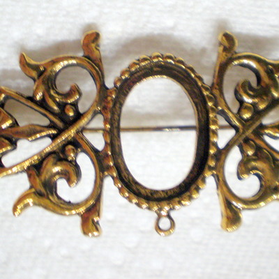 6 of 18x13 mm antique gold pin or pendant old style setting, gorgeous long style