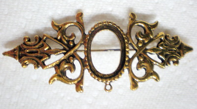6 of 18x13 mm Antique Gold Pin or Pendant OLD Style Setting, Gorgeous Long Style