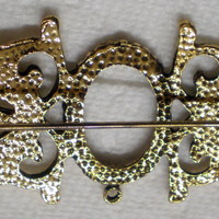 6 of 18x13 mm Antique Gold Pin or Pendant OLD Style Setting, Gorgeous Long Style - Thumbnail 3