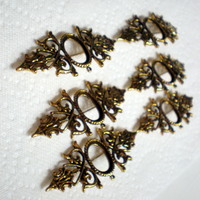 6 of 18x13 mm Antique Gold Pin or Pendant OLD Style Setting, Gorgeous Long Style - Thumbnail 4