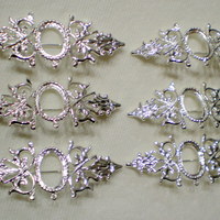6 of 18x13 mm Shiny Silver Pin or Pendant OLD Style Setting, Gorgeous Long Style - Thumbnail 1
