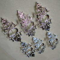 6 of 18x13 mm Shiny Silver Pin or Pendant OLD Style Setting, Gorgeous Long Style - Thumbnail 4