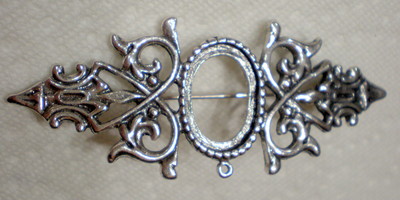 6 of 18x13 mm Antique Silver Pin or Pendant OLD Style Setting, Gorgeous Long Style