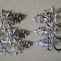 6 of 18x13 mm Antique Silver Pin or Pendant OLD Style Setting, Gorgeous Long Style - Thumbnail 1