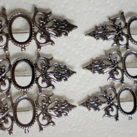 6 of 18x13 mm Antique Silver Pin or Pendant OLD Style Setting, Gorgeous Long Style - Thumbnail 2