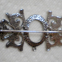 6 of 18x13 mm Antique Silver Pin or Pendant OLD Style Setting, Gorgeous Long Style - Thumbnail 4