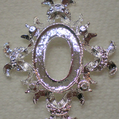 6 of 18x13 mm shiny silver plated pendant setting old style, with beautiful crown design