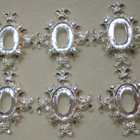 6 of 18x13 mm Shiny Silver Plated Pendant Setting OLD Style, with Beautiful Crown Design - Thumbnail 1