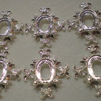 6 of 18x13 mm Shiny Silver Plated Pendant Setting OLD Style, with Beautiful Crown Design - Thumbnail 2