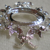 6 of 18x13 mm Shiny Silver Plated Pendant Setting OLD Style, with Beautiful Crown Design - Thumbnail 4