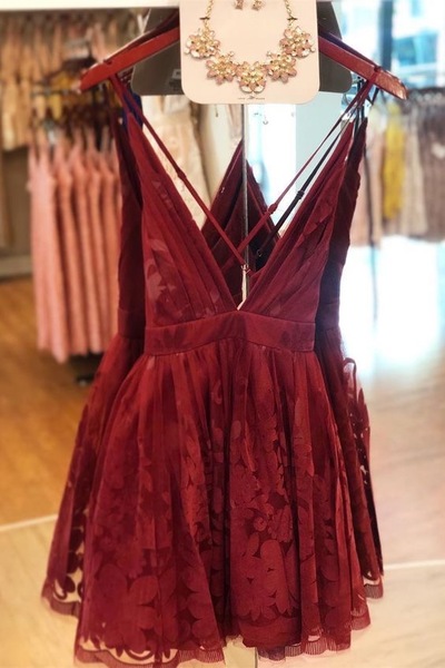 Sexy Deep V Neck Short Homecoming Dresses