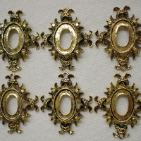 6 of 18x13 mm Antique Gold Plated Pendant Setting OLD Style, with Beautiful Crown Design - Thumbnail 1