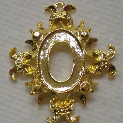 6 of 18x13 mm shiny gold plated pendant setting old style, with beautiful crown design