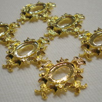 6 of 18x13 mm Shiny Gold Plated Pendant Setting OLD Style, with Beautiful Crown Design - Thumbnail 2