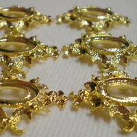 6 of 18x13 mm Shiny Gold Plated Pendant Setting OLD Style, with Beautiful Crown Design - Thumbnail 3