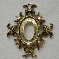 6 of 18x13 mm Antique Gold Plated Pendant Setting OLD Style, with Beautiful Crown Design - Thumbnail 5