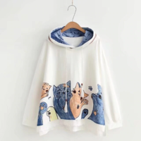 Kawaii Cat Printed Hoodies - Thumbnail 1