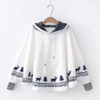 Kawaii Deer Print Hooded Pullover Sweater - Thumbnail 2