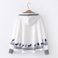 Kawaii Deer Print Hooded Pullover Sweater - Thumbnail 3