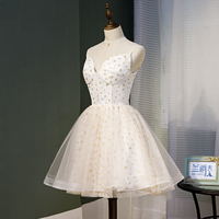 Cute v neck tulle short prom dress, white homecoming dress - Thumbnail 1