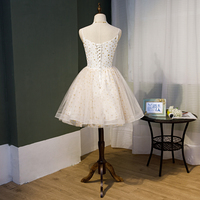 Cute v neck tulle short prom dress, white homecoming dress - Thumbnail 2