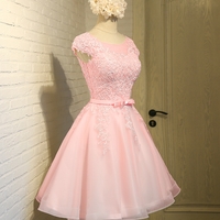 Charming A-line lace short prom dress, homecoming dresses - Thumbnail 4