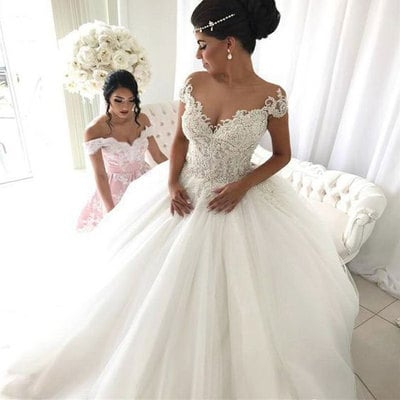 Off the shoulder wedding dresses with appliques - Thumbnail 5